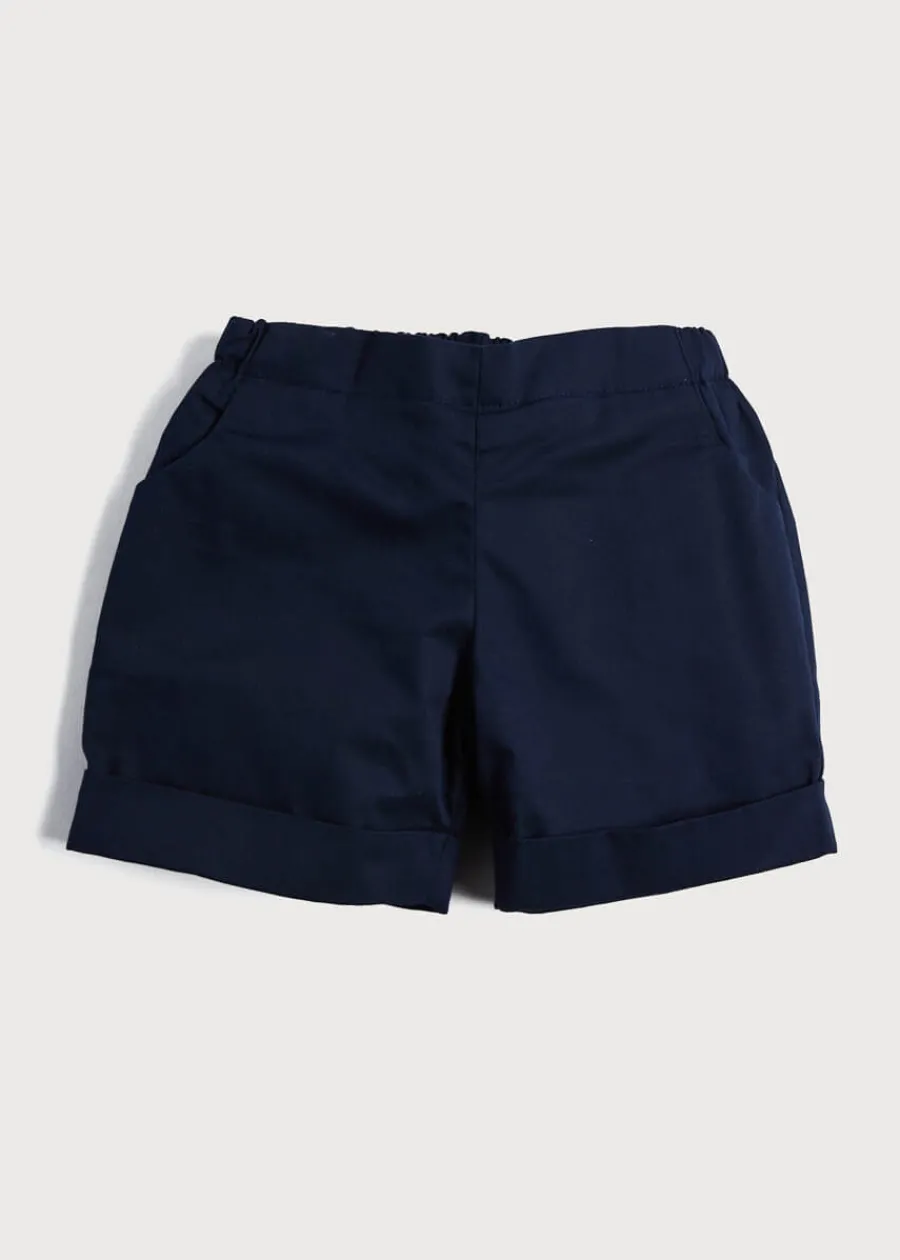 BOY Pepa London Classic Turn-up Hem Cotton Shorts in Navy (12mths-4yrs)
