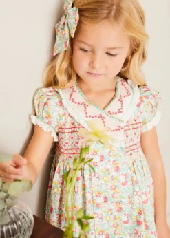 BOY Pepa London Clementine Floral Long Bow Hair Clip in Coral