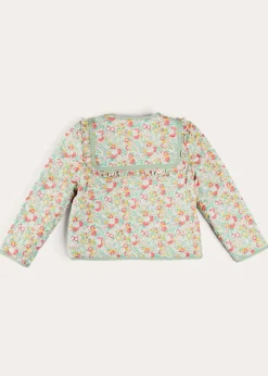 Pepa London Clementine Floral Quilted Reversible Jacket in Coral (4-12yrs)