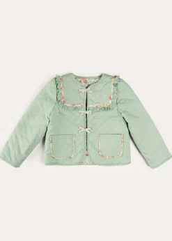 Pepa London Clementine Floral Quilted Reversible Jacket in Coral (4-12yrs)
