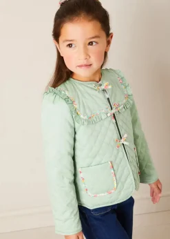 Pepa London Clementine Floral Quilted Reversible Jacket in Coral (4-12yrs)