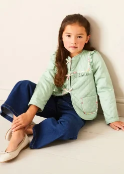 Pepa London Clementine Floral Quilted Reversible Jacket in Coral (4-12yrs)
