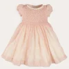 Pepa London Constance Floral Hand Smocked Short Sleeve Party Dress in Pink (12mths-10yrs)