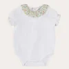 Pepa London Cordelia Embroidered Double Collar Bodysuit in Pink Made with Liberty Fabric (1m-3yrs)