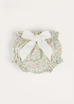 Pepa London Cordelia Floral Bloomer with Bow in Pink Made with Liberty Fabric (1m-2yrs)