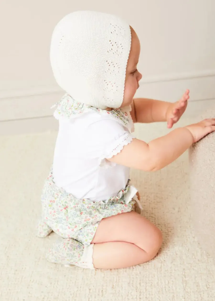 Pepa London Cordelia Floral Bloomer with Bow in Pink Made with Liberty Fabric (1m-2yrs)