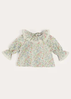 Pepa London Cordelia Floral Long Sleeve Blouse in Pink Made with Liberty Fabric (1-12m)