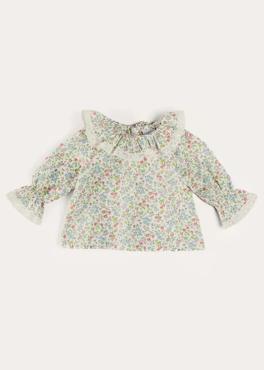 Pepa London Cordelia Floral Long Sleeve Blouse in Pink Made with Liberty Fabric (1-12m)