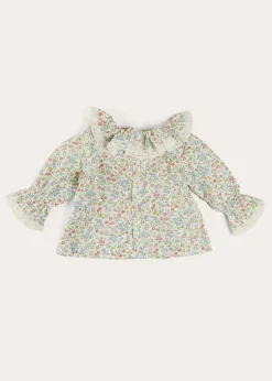 Pepa London Cordelia Floral Long Sleeve Blouse in Pink Made with Liberty Fabric (1-12m)