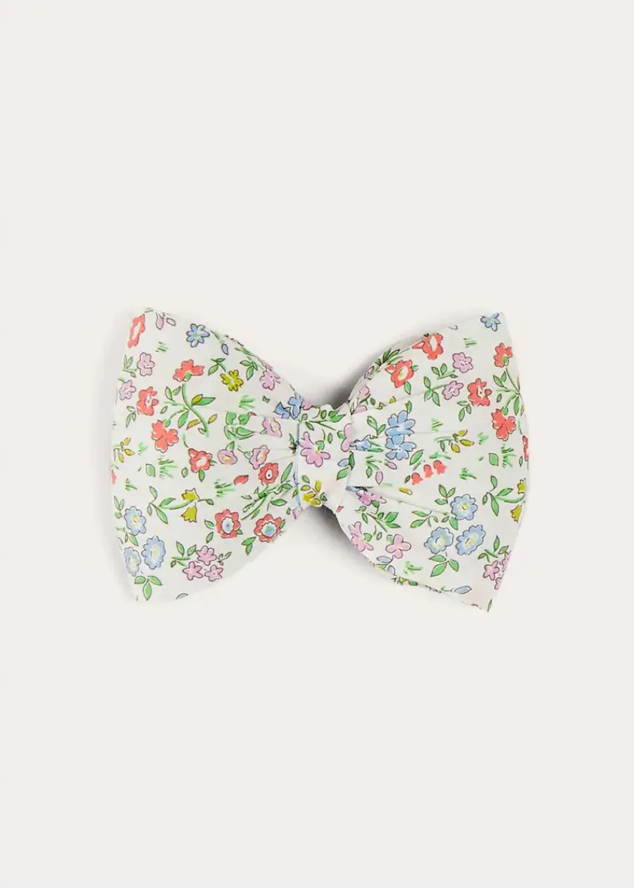 BOY Pepa London Cordelia Floral Medium Bow Clip in Pink Made with Liberty Fabric