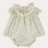 Pepa London Cordelia Floral Ruffle Collar Short Sleeve Dress in Green Made with Liberty Fabric (1-12m)