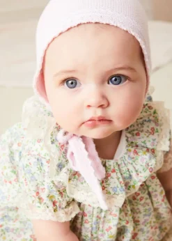 Pepa London Cordelia Floral Ruffle Collar Short Sleeve Dress in Green Made with Liberty Fabric (1-12m)