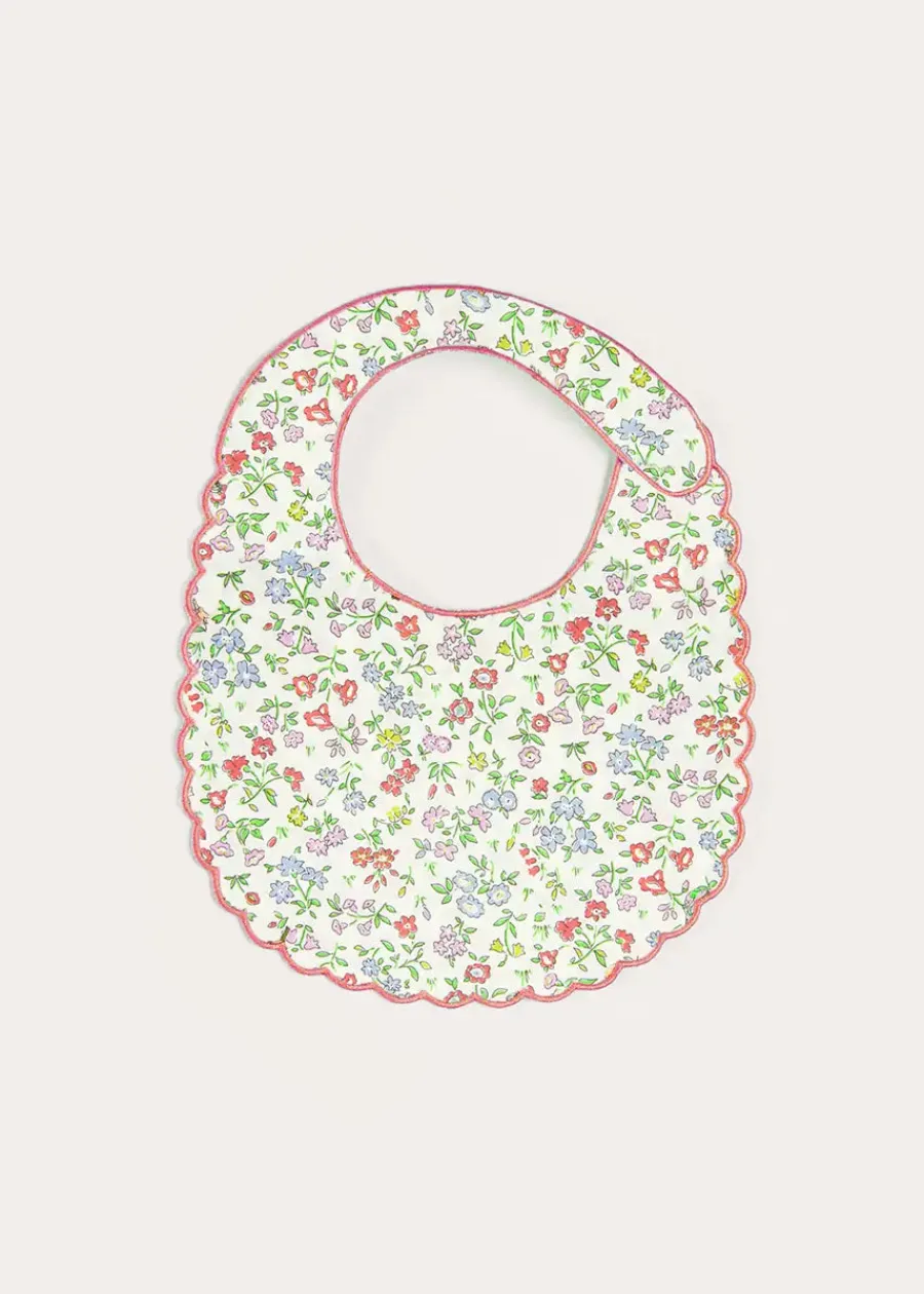 BOY Pepa London Cordelia Rounded Bib with Embroidery in Pink Made with Liberty Fabric