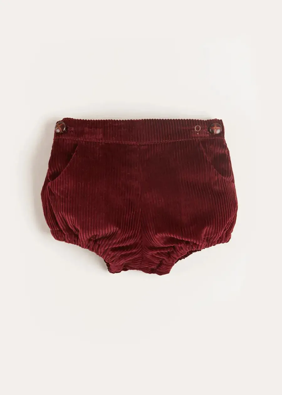 BOY Pepa London Corduroy Button Bloomers in Burgundy (3mths-3yrs)