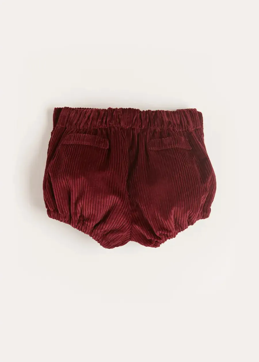 BOY Pepa London Corduroy Button Bloomers in Burgundy (3mths-3yrs)