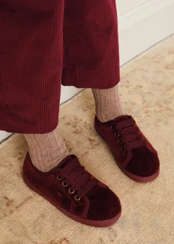 Pepa London Corduroy Wide Leg Gold Button Trousers in Burgundy (4-10yrs)