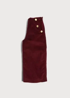 Pepa London Corduroy Wide Leg Gold Button Trousers in Burgundy (4-10yrs)