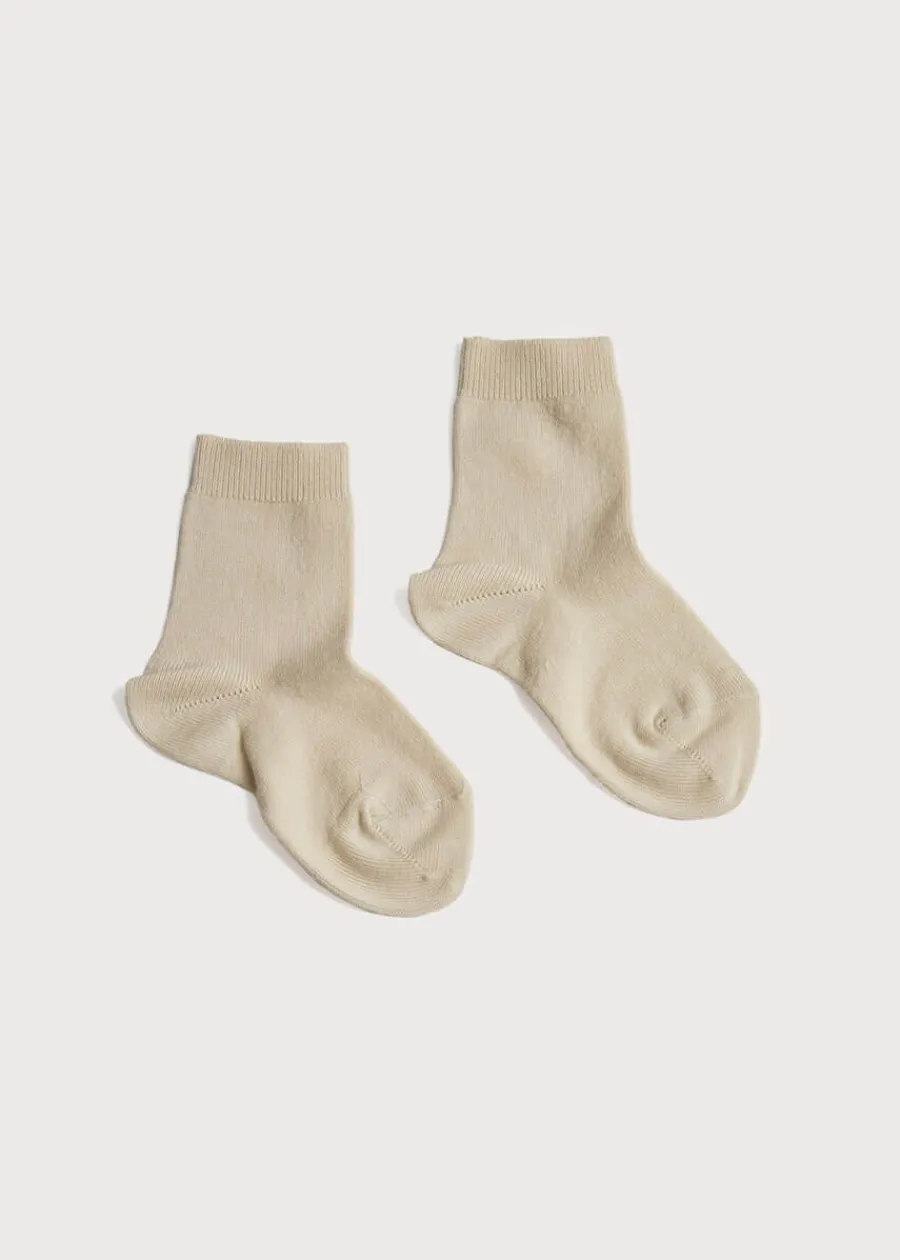 BOY Pepa London Cotton Short Socks Beige (0mths-10yrs)
