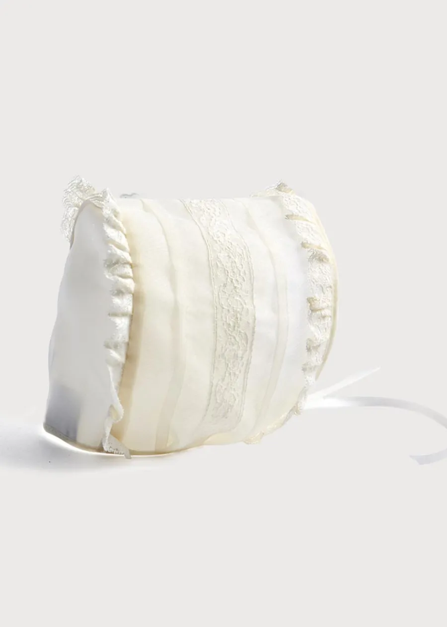 BOY Pepa London Cream Lace Christening Bonnet with Frill (3mths-2yrs)