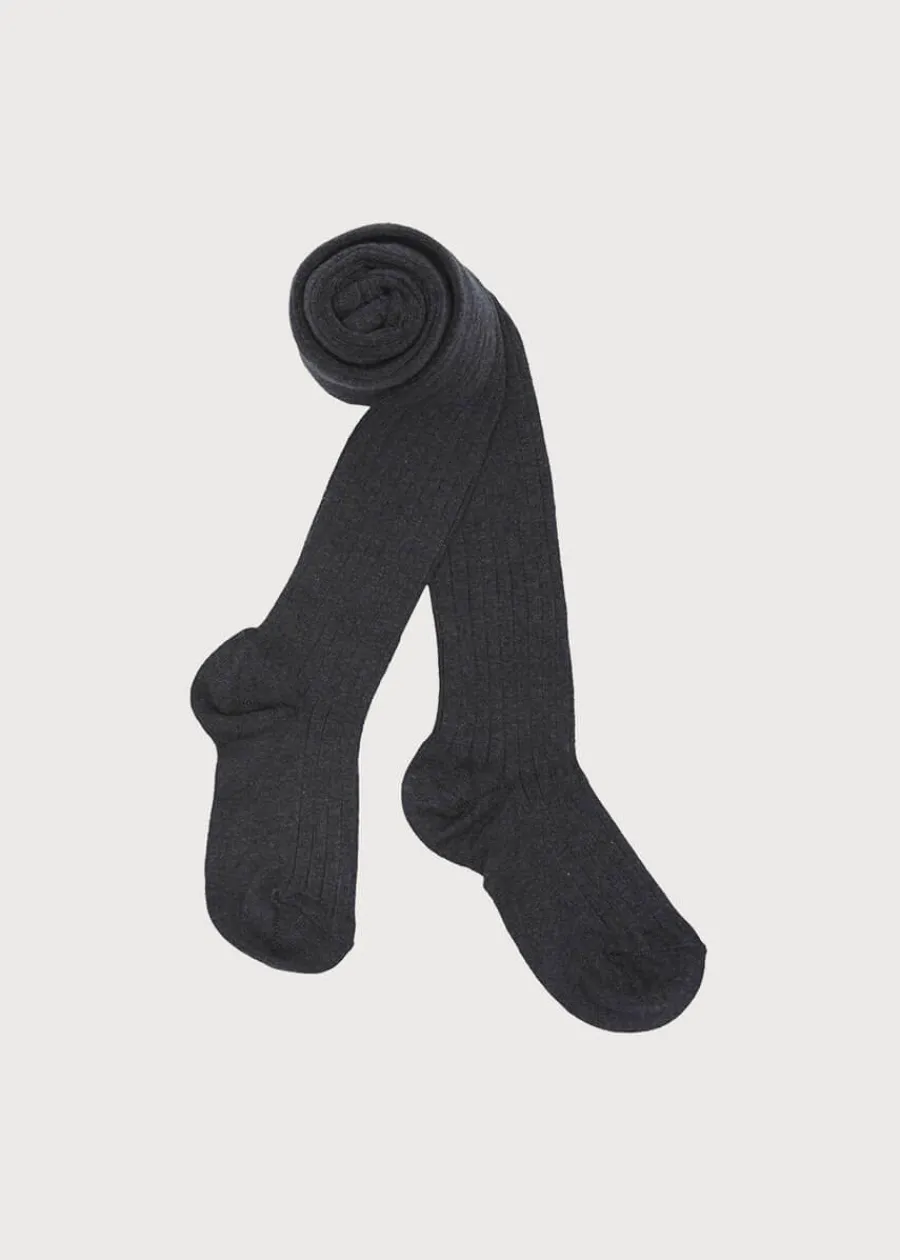 BOY Pepa London Dark Grey Ribbed Tights (3mths-8yrs)