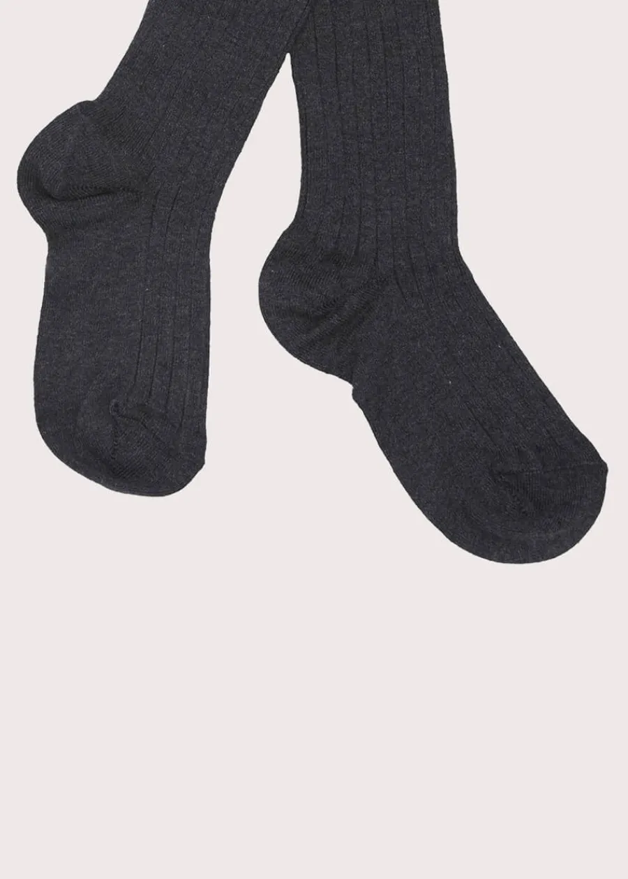 BOY Pepa London Dark Grey Ribbed Tights (3mths-8yrs)