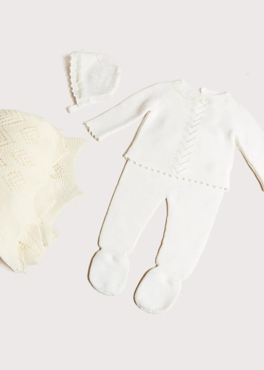 BOY Pepa London Delicate Ivory Lace Cotton Set (1-12mths)