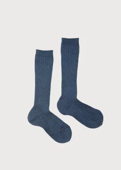 BOY Pepa London Denim Ribbed Knee-High Socks (3mths-10yrs)