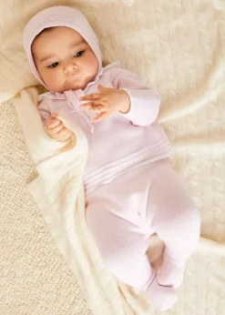 Pepa London Dot Detail Lace Collar Knitted Set in Pink (1-6mths)