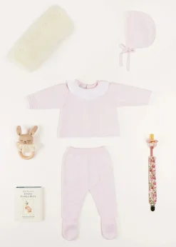 Pepa London Dot Detail Lace Collar Knitted Set in Pink (1-6mths)