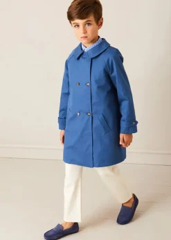 BOY Pepa London Double Breasted Coat With Detachable Hood in Blue (18mths-10yrs)