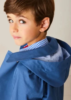 BOY Pepa London Double Breasted Coat With Detachable Hood in Blue (18mths-10yrs)