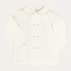 BOY Pepa London Double-Breasted Peter Pan Collar Long Sleeve Shirt with Beige Silk Piping (18mths-10yrs)
