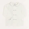 BOY Pepa London Double-Breasted Peter Pan Collar Long Sleeve Shirt with Blue Silk Piping (18mths-10yrs)