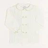BOY Pepa London Double-Breasted Peter Pan Collar Shirt with Green Silk Piping (12mths-10yrs)
