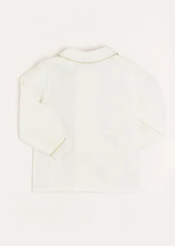 BOY Pepa London Double-Breasted Peter Pan Collar Shirt with Green Silk Piping (12mths-10yrs)