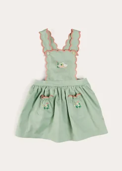 Pepa London Duck Embroidered Scallop Detail Skirt With Braces in Green (18mths-6yrs)