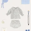 Pepa London Ellis Floral Long Sleeve Blouse in Blue Made with Liberty Fabric (1-12m) | Ellis Floral Bloomer in Blue Made with Liberty Fabric (1m-3yrs) | Openwork Detail Baby Cardigan in Blue (1-12mths) | Lace Detail Knitted Bonnet in Blue (1-6mths) | Lace Detail Knitted Booties in Blue | Ellis Birds Tie Hat in Blue Made with Liberty Fabric (XS-L) | Ellis Dummy Clip in Blue Made with Liberty Fabric | White Mouse Toy