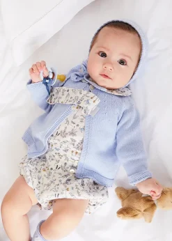 Pepa London Ellis Floral Long Sleeve Blouse in Blue Made with Liberty Fabric (1-12m) | Ellis Floral Bloomer in Blue Made with Liberty Fabric (1m-3yrs) | Openwork Detail Baby Cardigan in Blue (1-12mths) | Lace Detail Knitted Bonnet in Blue (1-6mths) | Lace Detail Knitted Booties in Blue | Ellis Birds Tie Hat in Blue Made with Liberty Fabric (XS-L) | Ellis Dummy Clip in Blue Made with Liberty Fabric | White Mouse Toy