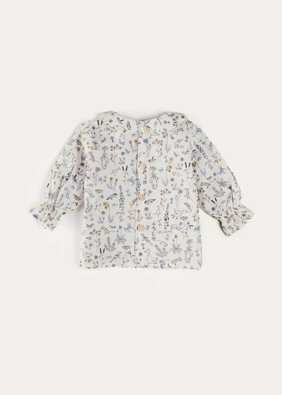 Pepa London Ellis Floral Long Sleeve Blouse in Blue Made with Liberty Fabric (1-12m)