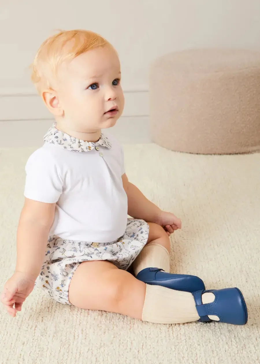 Pepa London Ellis Short Sleeve Bodysuit with Printed Collar Made with Liberty Fabric (1m-2yrs)