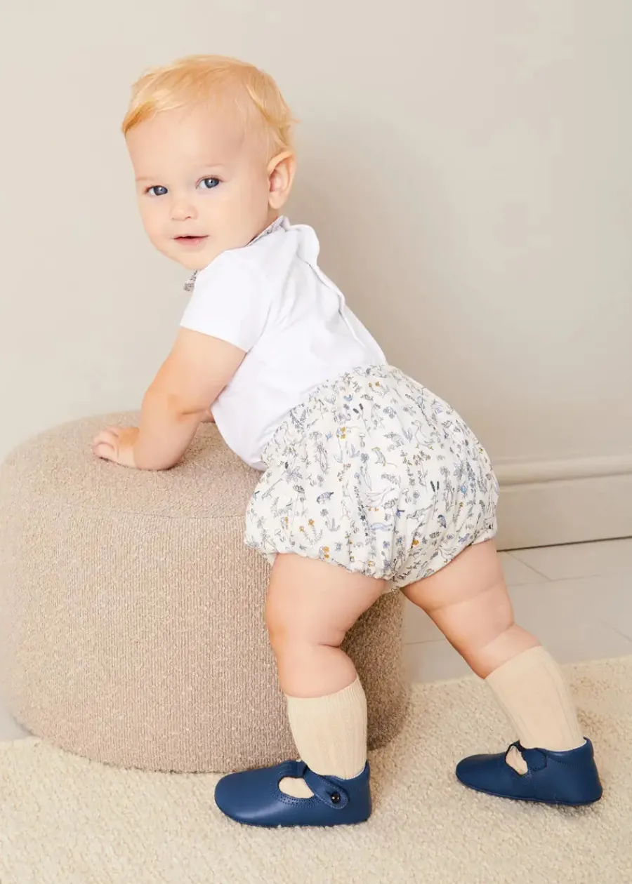 Pepa London Ellis Short Sleeve Bodysuit with Printed Collar Made with Liberty Fabric (1m-2yrs)