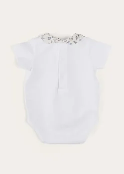 Pepa London Ellis Short Sleeve Bodysuit with Printed Collar Made with Liberty Fabric (1m-2yrs)