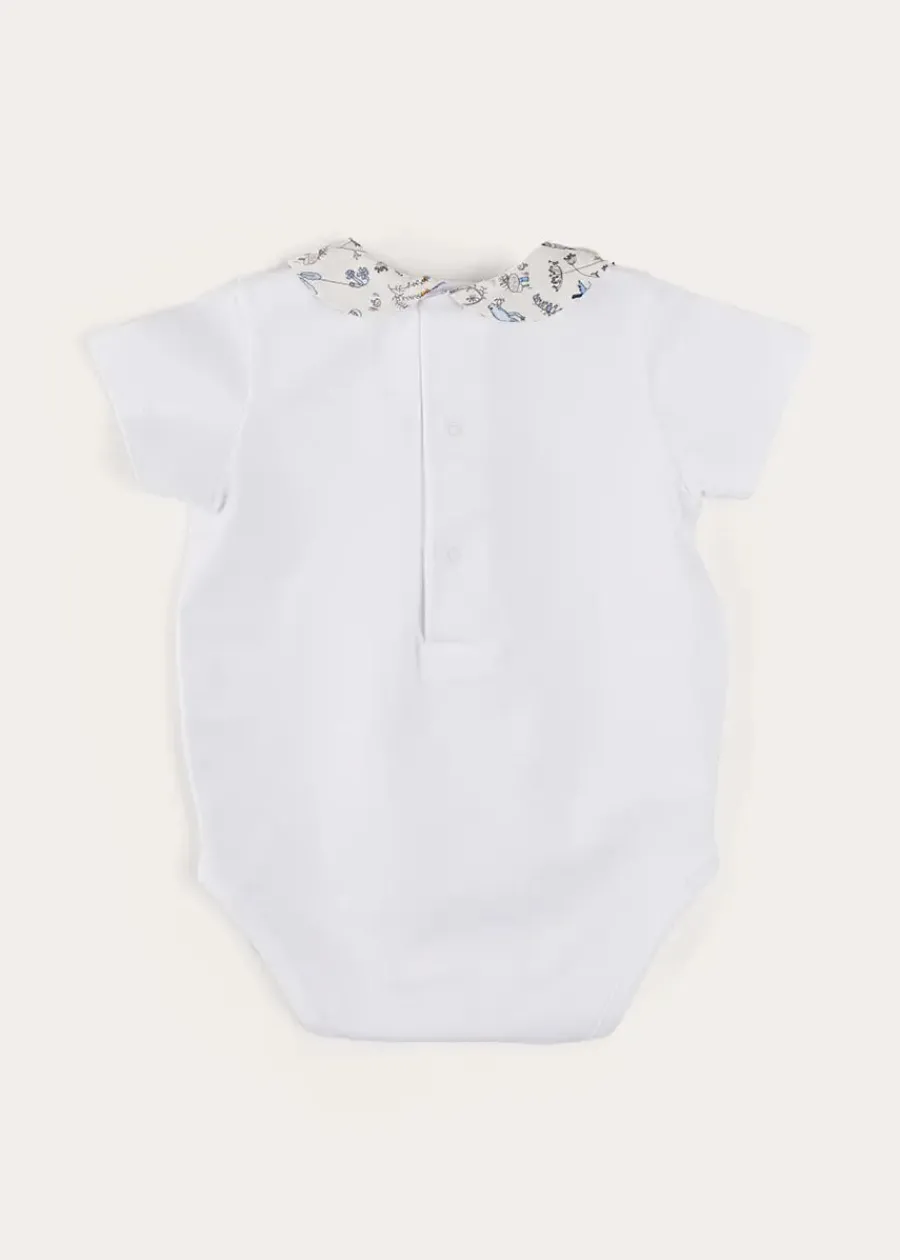 Pepa London Ellis Short Sleeve Bodysuit with Printed Collar Made with Liberty Fabric (1m-2yrs)