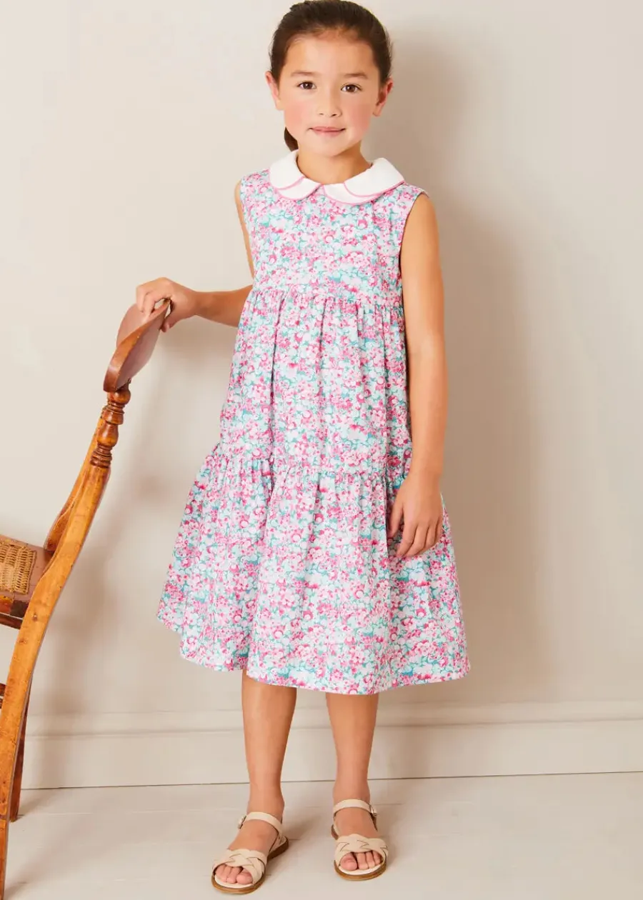 Pepa London Eloise Floral Scallop Collar Sleeveless Dress in Pink (4-12yrs)