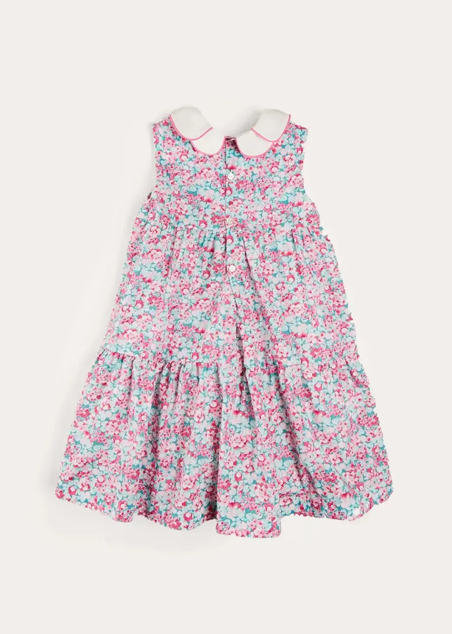 Pepa London Eloise Floral Scallop Collar Sleeveless Dress in Pink (4-12yrs)