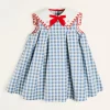 Pepa London Embroidered Gingham Sleeveless Dress in Blue (12mths-12yrs)