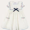 Pepa London Embroidered Mariner Collar Short Sleeve Dress in White (12mths-10yrs)