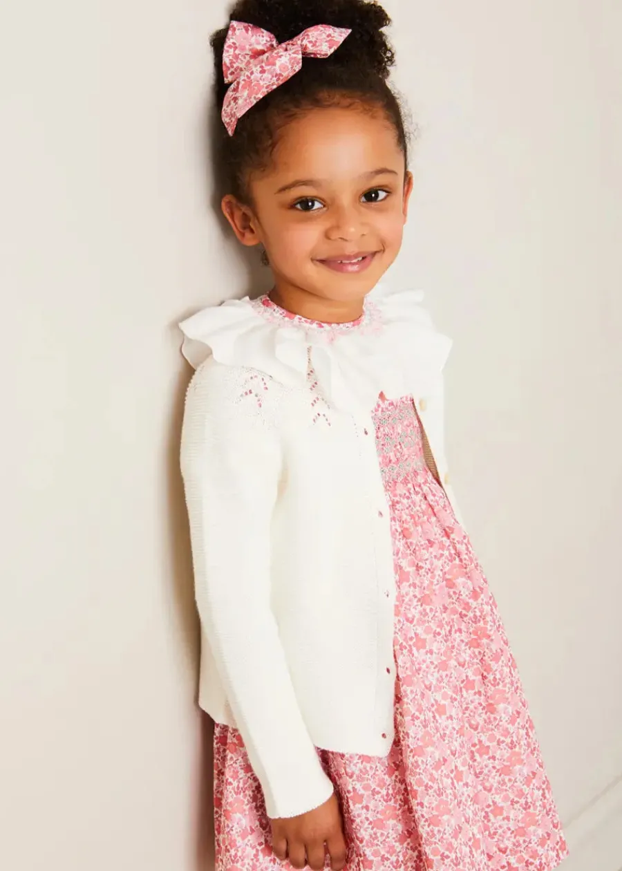 BOY Pepa London Emilia Floral Long Bow Hair Clip in Pink