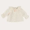 Pepa London Esme Floral Ruffle Collar Long Sleeve Blouse in White (1-12mths)