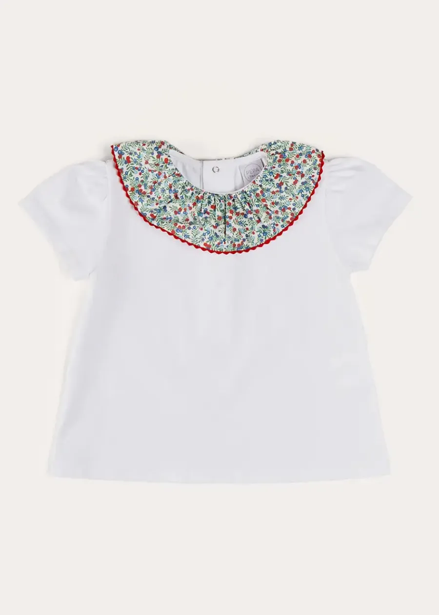 Pepa London Evelyn Floral Ruffle Collar Top in Red (2-10yrs)